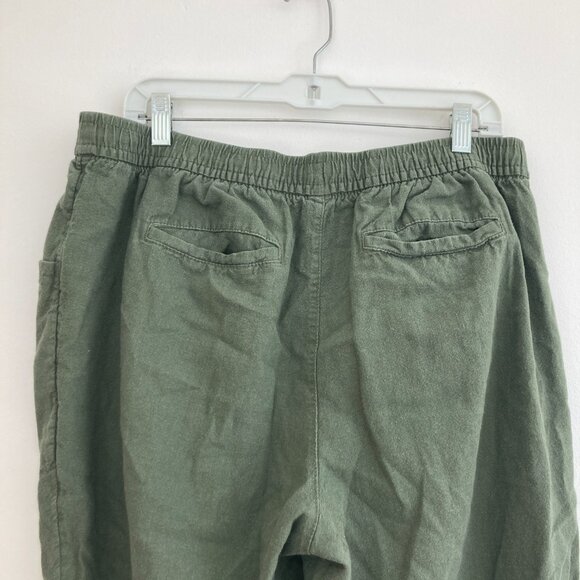 Old Navy Linen Blend Pants Crop Beachy Vacation Minimalist Arugula Green Large - Picture 4 of 7